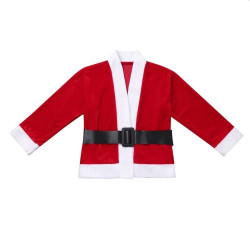 Costum complet Mos Craciun, 5 piese, material moale, marime universala, barba inclusa