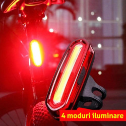 Stop LED pentru bicicleta, reincarcabil USB 600 mAh, 16 LED-uri, 4 moduri iluminare, IPX4