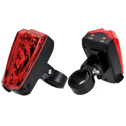 Stop 5 LED-uri pentru bicicleta, proiectie laser culoar siguranta, alimentare baterii AAA