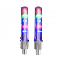 Ventil LED RGB pentru bicicleta, 13 moduri iluminare, functionare baterii AG10, set 2 bucati