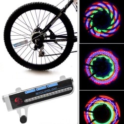 Lumini spite bicicleta, LED multicolor cu 30 moduri iluminare, senzor lumina si miscare, baterii AAA