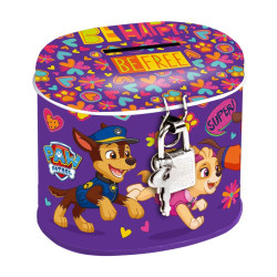 Pusculita Paw Patrol, forma ovala, inchidere lacat si cheie, metal, design vesel, Starpak