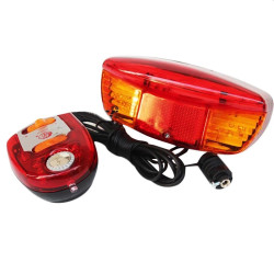 Set lumini siguranta LED bicicleta, sonerie cu 8 melodii, lumini frana si semnalizare