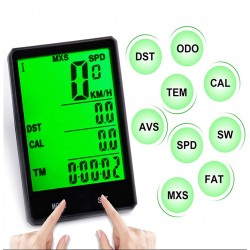 Kilometraj wireless pentru bicicleta, 15 functii, display LED, ora, monitorizare consum calorii