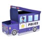 Cutie depozitare jucarii tip masina politie, 2 compartimente, pliabila, albastru Cutie depozitare jucarii tip masina politie, 2 compartimente, pliabila, albastru