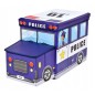 Cutie depozitare jucarii tip masina politie, 2 compartimente, pliabila, albastru Cutie depozitare jucarii tip masina politie, 2 compartimente, pliabila, albastru