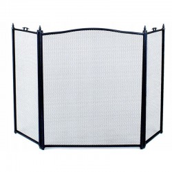 Paravan protectie semineu pentru copii 100x60 cm, 3 segmente, gard tip mesh, otel, design elegant
