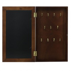 Cutie suport chei, personalizabila cu fotografii, 11 carlige metalice, lemn maro, fixare perete, 23x39.5x6.5 cm
