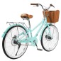 Bicicleta dama cu cos, roti 24 inch, cadru otel 13", frane V-Brake, albastru deschis, Phoenix, RESIGILAT