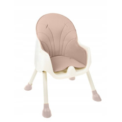 Scaun masa pentru bebelusi 2 in 1, centuri in 5 puncte, pliabil, tava, 60x92x75 cm, roz pudra