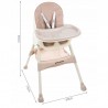 Scaun masa pentru bebelusi 2 in 1, centuri in 5 puncte, pliabil, tava, 60x92x75 cm, roz pudra