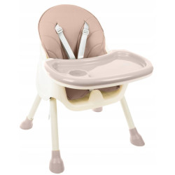 Scaun masa pentru bebelusi 2 in 1, centuri in 5 puncte, pliabil, tava, 60x92x75 cm, roz pudra