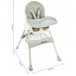 Scaun de masa pentru bebelusi, 2 in 1, prindere in 5 puncte, 60X92X75 cm, tava reglabila, verde