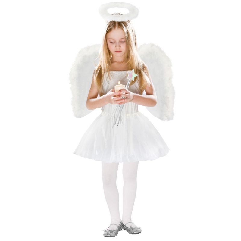 Costum ingeras pentru fetite, 4 bagheta, ani, alb