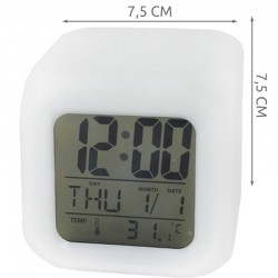 Ceas digital iluminat LED, temperatura, calendar, functie alarma, 8 melodii