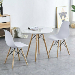 Scaun stil scandinav, picioare din lemn, suprafata anti-derapanta, ergonomic, alb