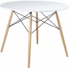 Masa rotunda, stil scandinav, picioare din lemn, diametru 80 cm, alb