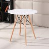 Masa rotunda, stil scandinav, picioare din lemn, diametru 80 cm, alb