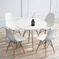Masa rotunda, stil scandinav, picioare din lemn, diametru 80 cm, alb