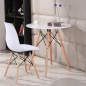 Masa rotunda, stil scandinav, picioare din lemn, diametru 80 cm, alb
