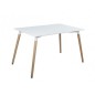 Masa stil scandinav 120x80x75 cm, blat alb, picioare din lemn, design clasic elegant Masa stil scandinav 120x80x75 cm, blat alb, picioare din lemn, design clasic elegant