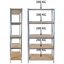 Raft metalic, 220x100x45 cm, sarcina maxima 1000kg, 5 nivele, cadru otel zincat