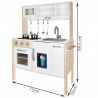Bucatarie copii, din lemn 70x89.5x30 cm, accesorii, lampa LED, cuptor plita, rafturi, chiuveta, dozator gheata