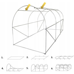 Solar, tip tunel, 3.5x2x2 m, folie PE 140g/mp, ferestre laterale, usa, cadru metal