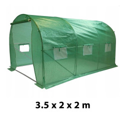 Solar, tip tunel, 3.5x2x2 m, folie PE 140g/mp, ferestre laterale, usa, cadru metal