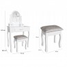 Set masa de toaleta si scaun, oglinda ovala, 3 sertare, design vintage, alb
