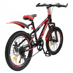 Bicicleta Mountain Bike, roti 20 inch, 7 viteze, schimbator Shimano, frane pe disc, rosu, Phoenix