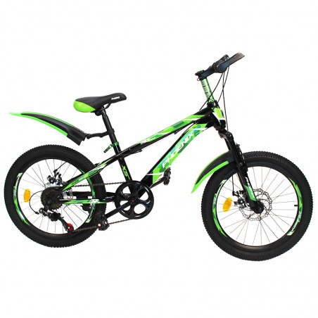 Bicicleta MTB, roti 20 inch, 7 viteze, schimbator Shimano, jante aluminiu, verde