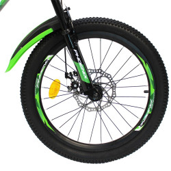 Bicicleta MTB, roti 20 inch, 7 viteze, schimbator Shimano, jante aluminiu, verde
