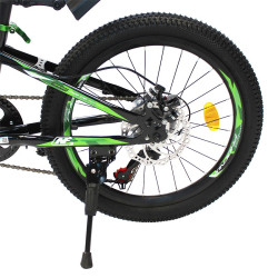 Bicicleta MTB, roti 20 inch, 7 viteze, schimbator Shimano, jante aluminiu, verde