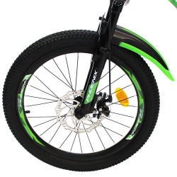 Bicicleta MTB, roti 20 inch, 7 viteze, schimbator Shimano, jante aluminiu, verde