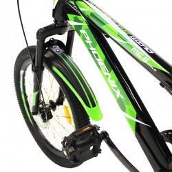 Bicicleta MTB, roti 20 inch, 7 viteze, schimbator Shimano, jante aluminiu, verde
