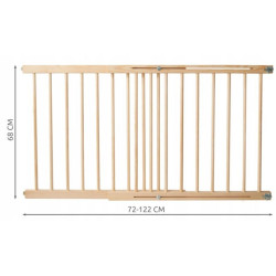 Poarta de siguranta, latime reglabila 72-122 cm, lemn de pin, 2 moduri montare