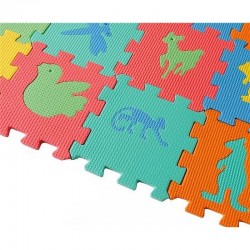 Covor tip puzzle din spuma, 72 elemente, litere, cifre si animale