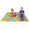 Covor tip puzzle din spuma, 72 elemente, litere, cifre si animale