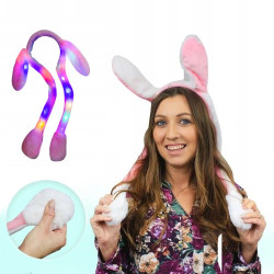 Cordeluta LED urechi iepuras miscatoare, 3 moduri iluminare, marime universala