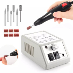 Pila electrica unghii 20.000 RPM, 20W, manichiura profesionala, 6 capete slefuire, directie dubla