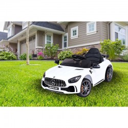 Masina electrica copii, Mercedes-Benz AMG GTR, telecomanda, scaune piele ecologica, alba