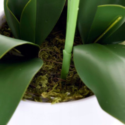 Orhidee artificiala decorativa roz, 24 flori si boboci, ghiveci, inaltime 65 cm
