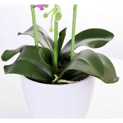 Orhidee artificiala decorativa roz, 24 flori si boboci, ghiveci, inaltime 65 cm