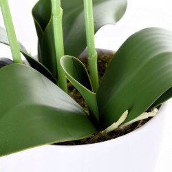 Orhidee artificiala decorativa roz, 24 flori si boboci, ghiveci, inaltime 65 cm
