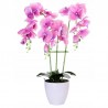 Orhidee artificiala decorativa roz, 24 flori si boboci, ghiveci, inaltime 65 cm
