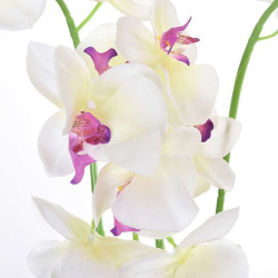 Orhidee artificiala decorativa, 24 flori alb si roz, 65 cm, ghiveci