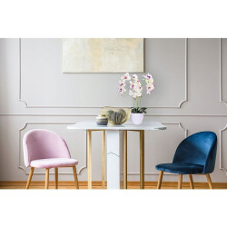 Orhidee artificiala decorativa, 24 flori alb si roz, 65 cm, ghiveci