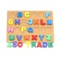 Puzzle Alfabet din lemn, 26 piese colorate cu tablita