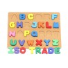 Puzzle Alfabet din lemn, 26 piese colorate cu tablita